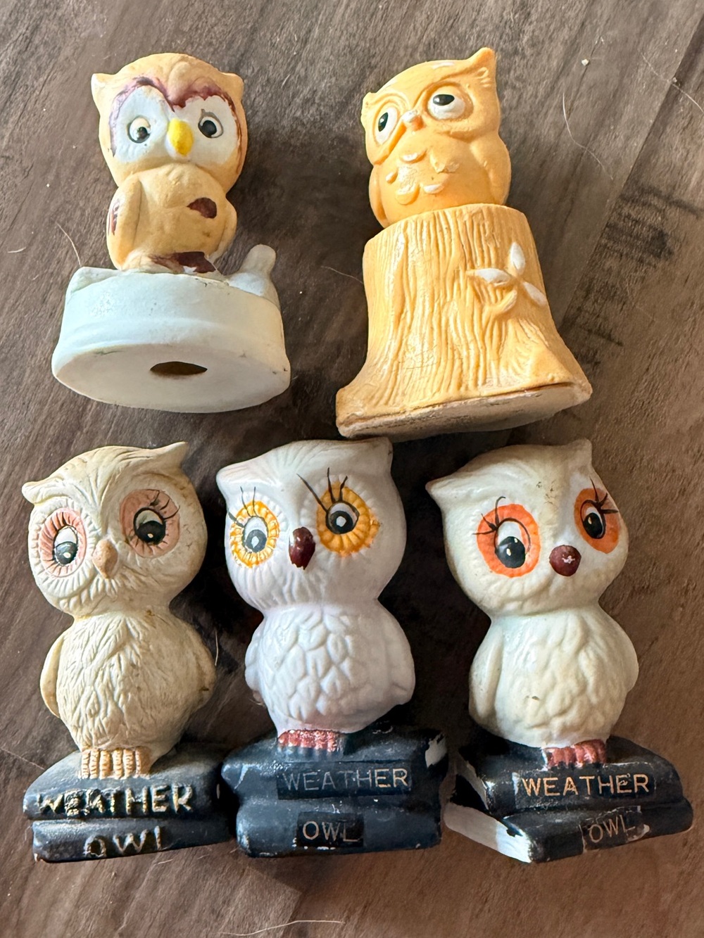 Set of 5 vintage owls